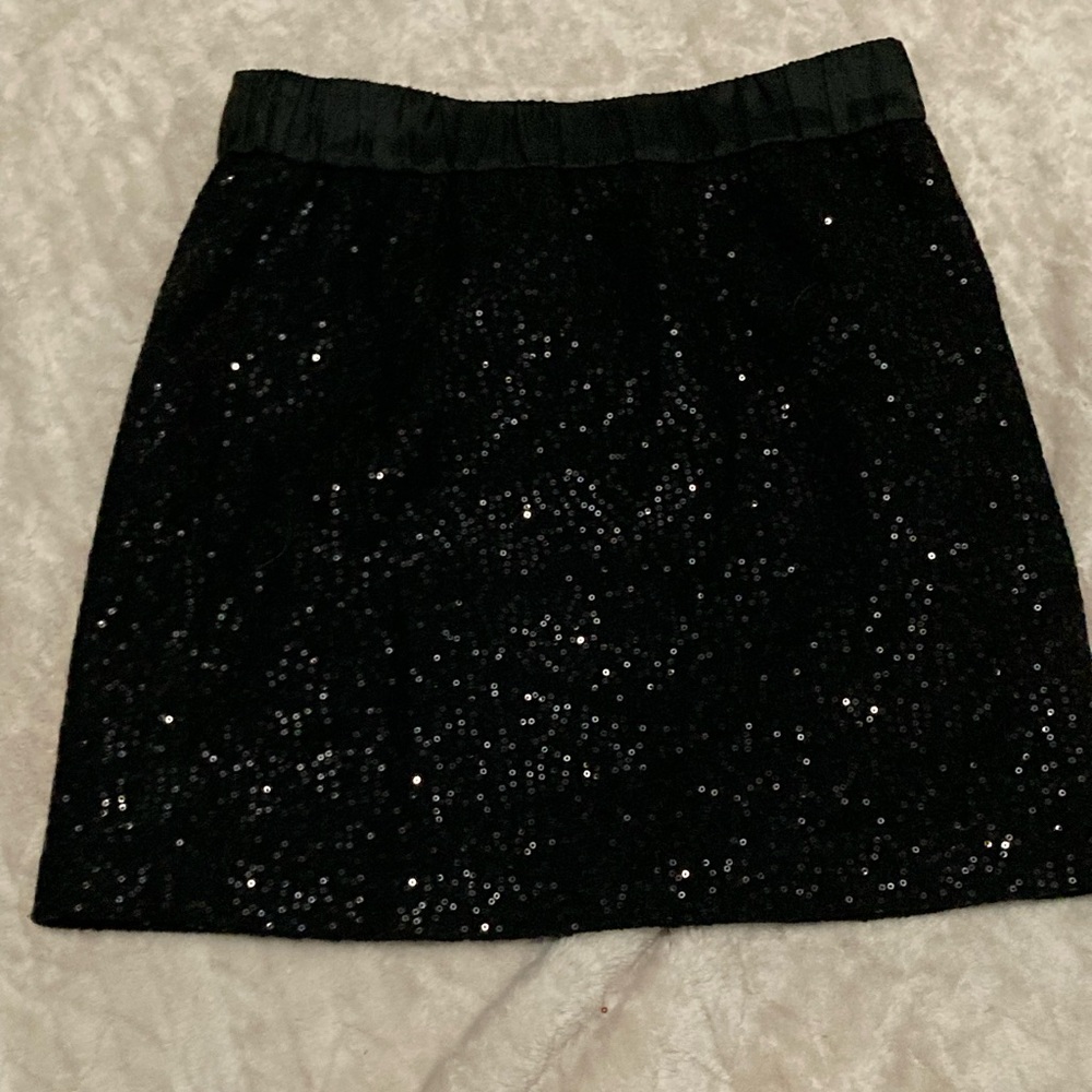 Loft Black Sequin Skirt Size Small
